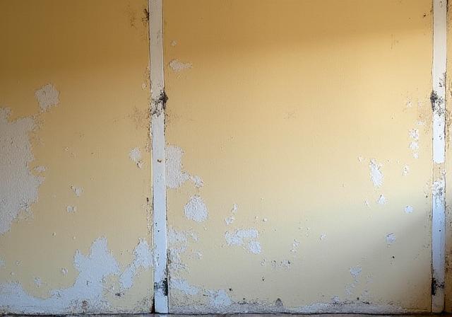 Old, dated kitchen wall before backsplash installation.